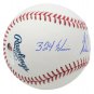 Nolan Ryan Rangers Signed MLB Baseball 324 Win 5714 K's JSA +Ryan w/ Glass Case