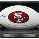 Joe Montana Signed San Francisco 49ers Logo Football w/ Deluxe Acrylic Case JSA