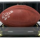 Michael Irvin Signed Wilson Duke Football HOF 07 Inscribed w/ Display Case JSA