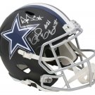 Dak Prescott Ezekiel Elliott Signed Cowboys FS Matte Black Speed Rep Helmet BAS