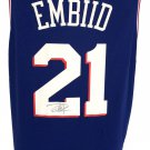 Joel Embiid Signed Twice 76ers Blue Nike Replica LG Jersey Fanatics