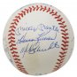 500 Hr Club Multi-Signed OAL Baseball Mantle Williams +9 Sig BAS A62785