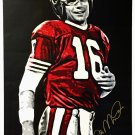 Joe Montana SF 49ers Signed Stretched Original Painting 23x35 By Geo Thomson JSA