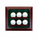 Wall Mounted 6 Baseball Cherry Wood Display Case