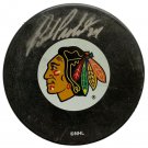 Bob Probert Signed Chicago Blackhawks Logo Puck BAS G15635