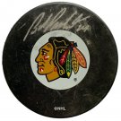 Bob Probert Signed Chicago Blackhawks Logo Puck BAS F62425