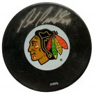 Bob Probert Signed Chicago Blackhawks Logo Puck BAS G15637