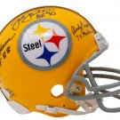 Lambert Ham Russell Signed Steelers Yellow Mini Helmet 3x Inscribed JSA