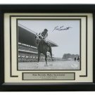 Ron Turcotte Secretariat Signed Framed 1973 Belmont Stakes 8x10 B&W Photo JSA