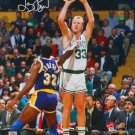 Larry Bird Signed Boston Celtics 16x20 White Jersey Photo Beckett+Bird Holo BAS