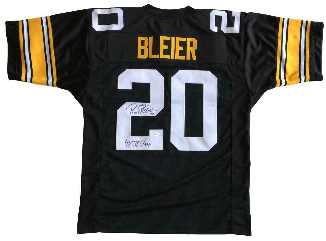 Rocky Bleier Signed Custom Pro-style Black Jersey 4x SB Champs Inscribed JSA
