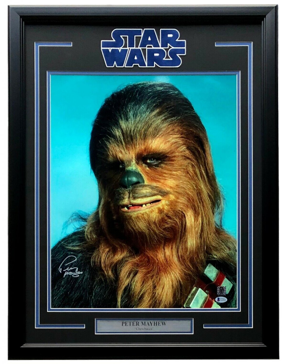 Peter Mayhew Signed Framed Star Wars Chewbacca 16x20 Photo BAS
