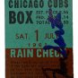 Rob Santo Signed Chicago Cubs July 1st 1961 Ticket Stub JSA