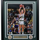 Larry Bird Signed Framed Boston Celtics 16x20 White Jersey Photo Beckett+Bird