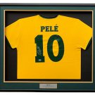 Pele Signed Framed Brazil Soccer Jersey PSA