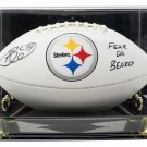 Brett Keisel Signed Steelers Logo Football Fear Da Beard JSA w/ Acrylic Case