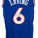 Julius Dr. J Erving Signed Custom Blue Pro-Style Basketball Jersey JSA