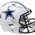 Roger Staubach Signed Cowboys FS White Matte Replica Speed Helmet Dodger BAS