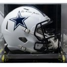 Roger Staubach Signed Cowboys FS White Matte Rep Speed Helmet Dodger BAS w/ Case