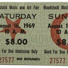 1969 Woodstock Authentic Unused Three Day Ticket August 15-17 1969
