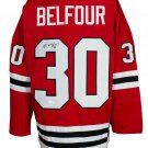 Ed Belfour Signed Custom Red Hockey Jersey JSA