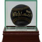 Mike Mussina Yankees Signed MLB Black Baseball HOF 19 JSA Glass Case