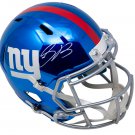 Saquon Barkley Signed Giants FS Chrome Rep Speed Helmet Panini PA53983