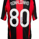 Ronaldinho A.C. Milan Signed Adidas Field Style Soccer Jersey Inscribed BAS