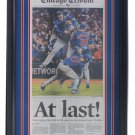 Chicago Cubs Framed 18x30 2016 World Series Chicago Tribune At Last Newspaper