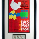 Woodstock 11x17 Framed Poster Photo w/ Original Full 3 Day Woodstock Ticket
