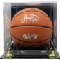 Larry Bird+Magic Johnson Dual Signed Spalding Replica Basketball w/Case BAS ITP