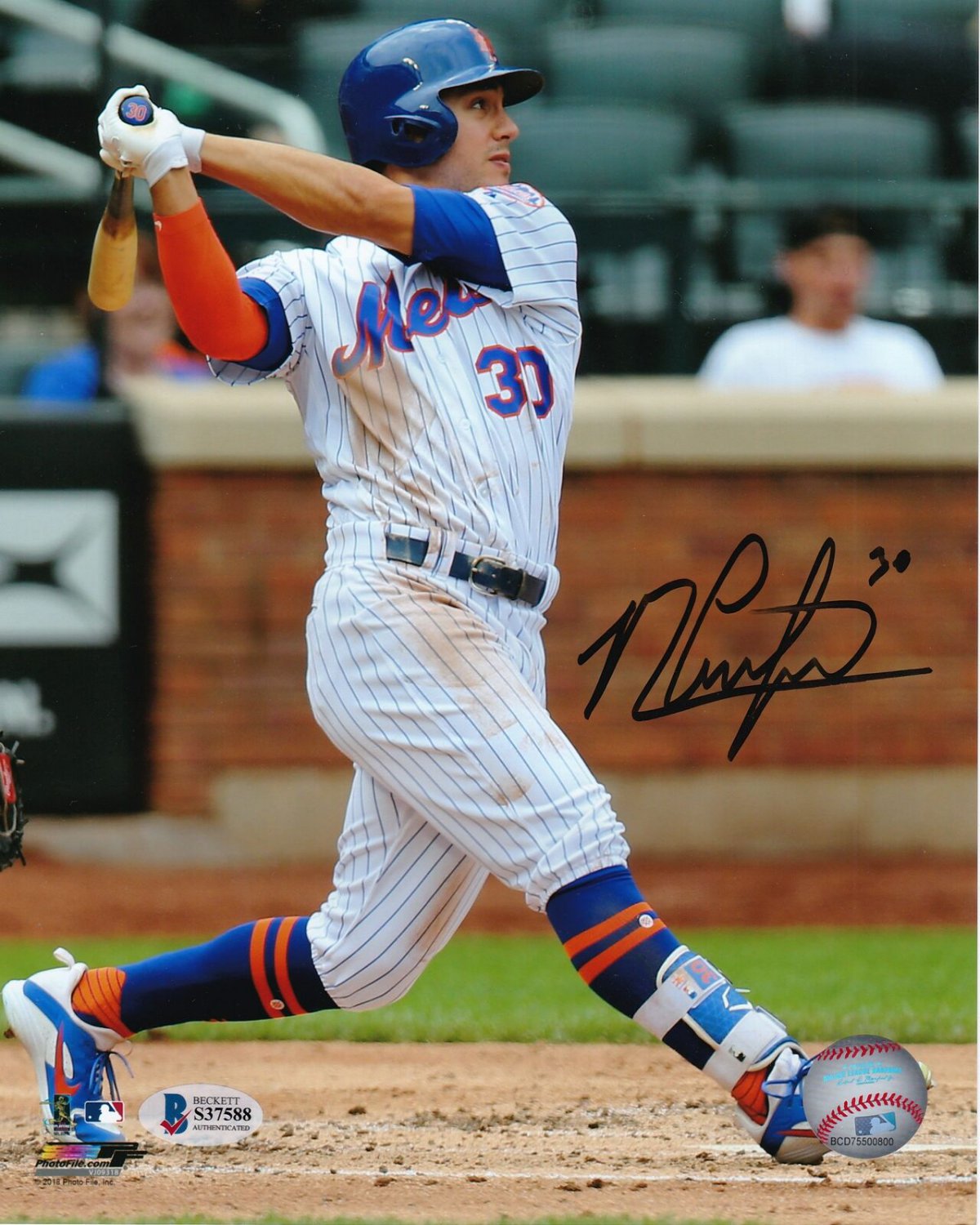 Michael Conforto Signed New York Mets 8x10 Blue Jersey Photo BAS