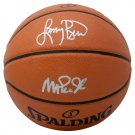 Larry Bird+Magic Johnson Dual Signed Spalding Replica Basketball BAS ITP