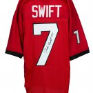 D'Andre Swift Signed Red Custom College Style Football Jersey JSA