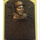 Eddie Mathews Milwaukee Braves Signed Hall Of Fame Plaque Post Card BAS