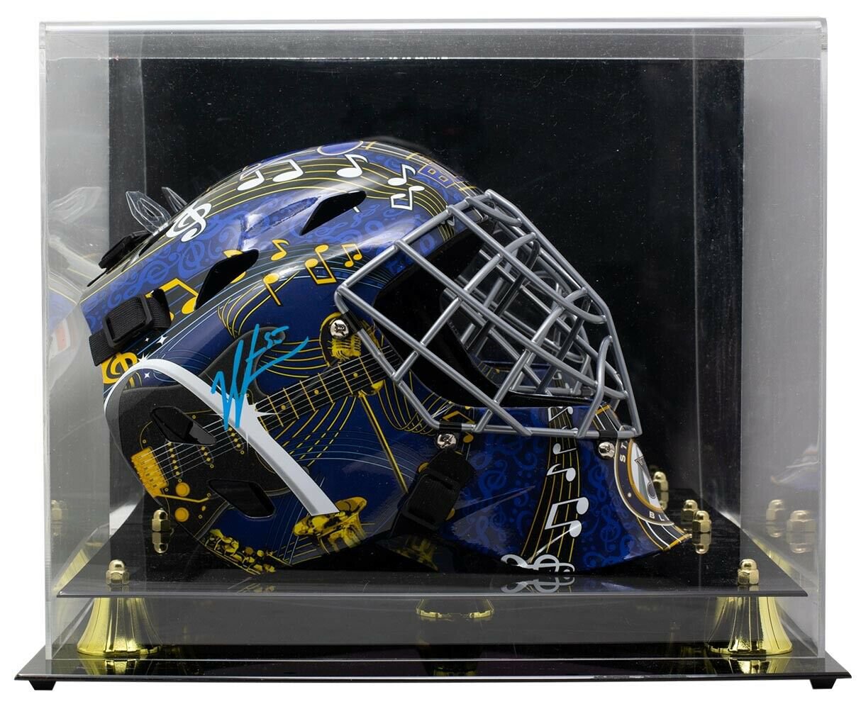 Jordan Binnington Blues Signed Full Size Goalie Replica Mask w/Case Fanatics
