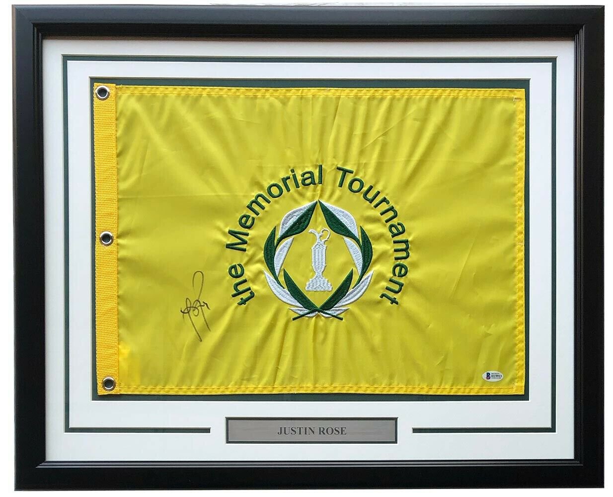 Justin Rose Signed Framed Memorial Tournament PGA Golf Flag BAS