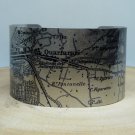 Southern Italy Map Cuff Bracelet. Vintage print cuff for her or him.