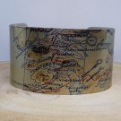 Faxa Fjord Iceland Map Cuff Bracelet. Vintage print cuff for her or him.