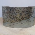 Kvichak River Alaska Map Cuff Bracelet. Vintage print cuff for her or him.