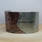 Corpus Christi Texas Map Cuff Bracelet. Vintage print cuff for her or him.