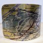 Paris France Metropolitan Transit Map Cuff Bracelet. Vintage print cuff for her or him.