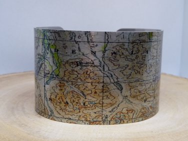 Denali National Park Alaska Map Cuff Bracelet by Enliven Natural