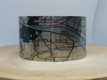 Little Rock Arkansas Map Cuff Bracelet by Enliven Natural