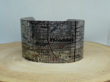 Boulder Colorado Map Cuff Bracelet by Enliven Natural
