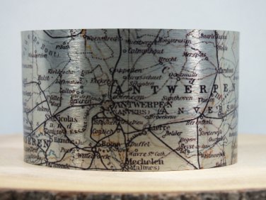 Antwerp Belgium Map Cuff Bracelet by Enliven Natural