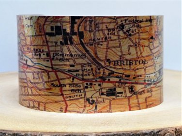 Bristol Connecticut Map Cuff Bracelet by Enliven Natural