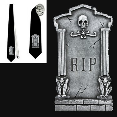 Necktie RIP tombstone headstone gravestone tomb Halloween