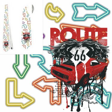 Necktie  Route 66 different directions USA