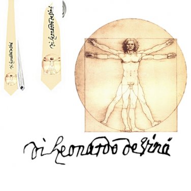Necktie Leonardo da Vinci  Vitruvian man artist color Italia world